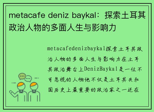 metacafe deniz baykal：探索土耳其政治人物的多面人生与影响力